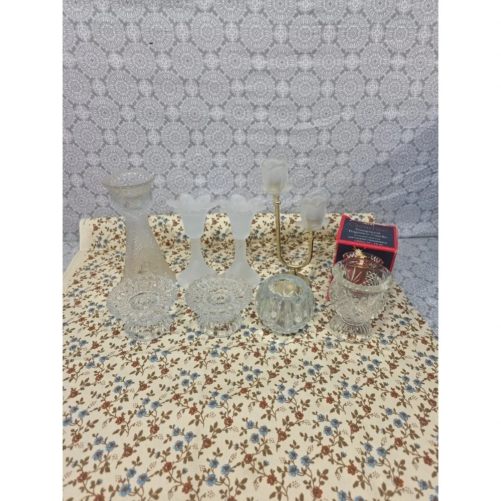 Glass Candle Holders Set Assorted Styles Vases Votive Holders Decor MCM